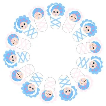 Sleeping children in ring on white background Stock Illustration
