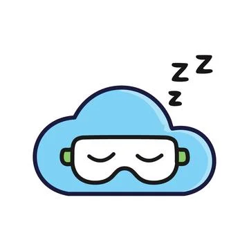 Sleeping cloud with eye mask. A cloud wearing a sleep mask, symbolizing a p.. Stock Illustration