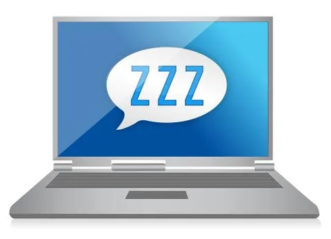 Sleeping computer graphic illustration design over white Stock Illustration