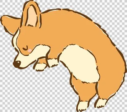 Sleeping Corgi Bread Loaf Dog Croissant Shape Cartoon Hand Drawn 스톡 일러스트