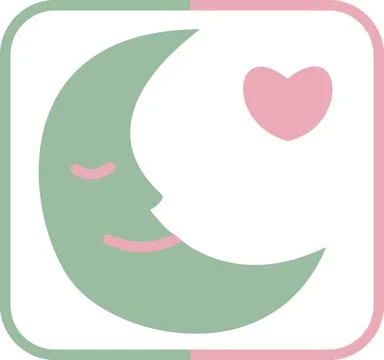 Sleeping Crescent Moon With Heart Shape Stock Illustration