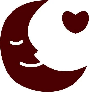 Sleeping crescent moon with heart symbol 스톡 일러스트