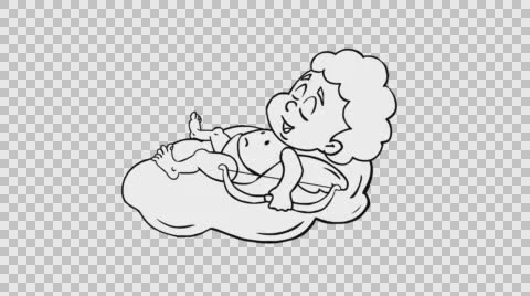 Sleeping Cupid. Black and white version. Stock Footage 64589498