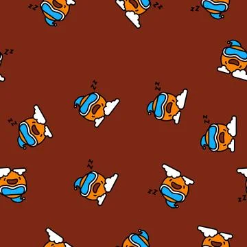 Sleeping cute sun character vector seamless pattern イラスト素材