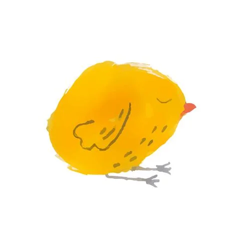Sleeping cute yellow chicken on a white background. Stock Illustration