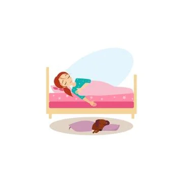 Sleeping. Daily Routine Activities of Women. Vector Illustration Stock Illustration