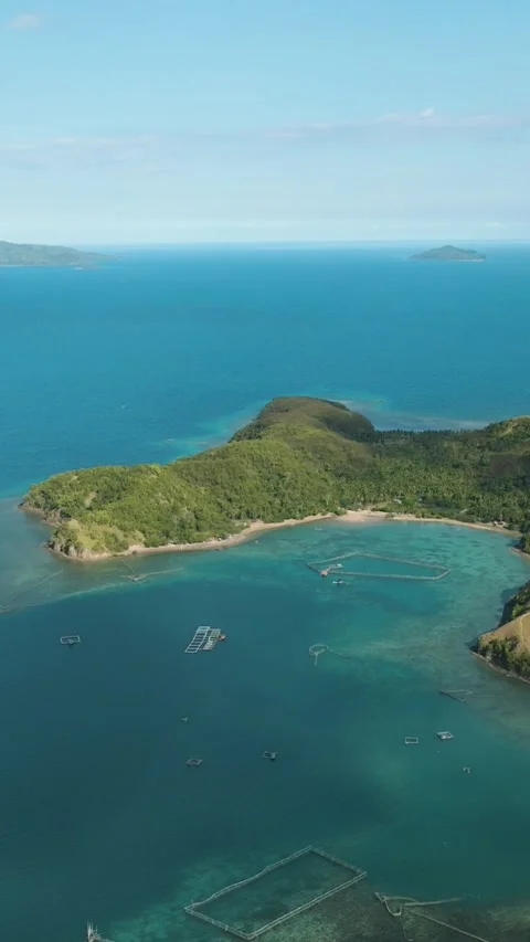 Sleeping Dinosaur Island in Mati, Davao Oriental. Philippines. Stock Footage 343765853
