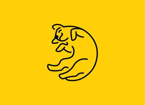 Sleeping Dog Logo Vector Illustration - Animal Symbol	 Stock Illustration