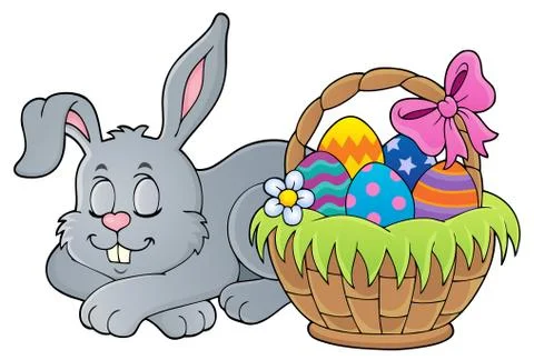 Sleeping Easter bunny theme image Stock Illustration