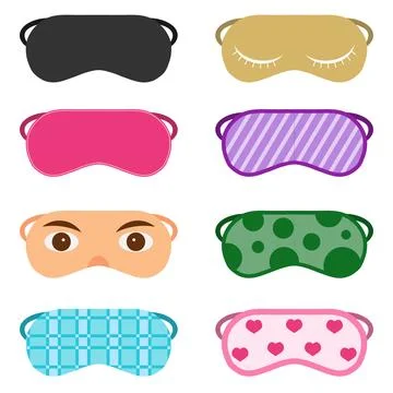 Sleeping eye masks vector set colorful sleep blindfolds with different Stock Illustration