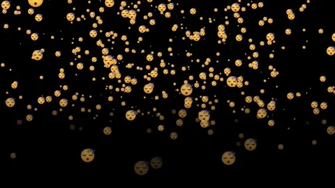 Sleeping face emoji icon rainfall animation isolated on black background Stock Footage 321062426