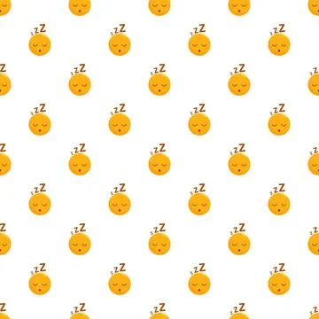 Sleeping face emoji seamless pattern on white background Illustrazione stock