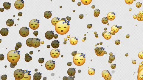 Sleeping face emoticon rainfall animation. social media emoji for editing Stock Footage 269440020