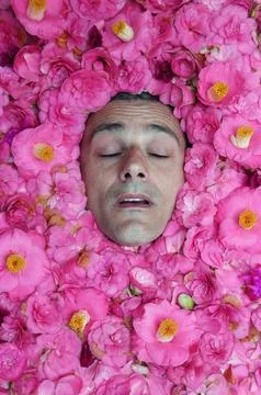 Sleeping in the flowers Stock Photos