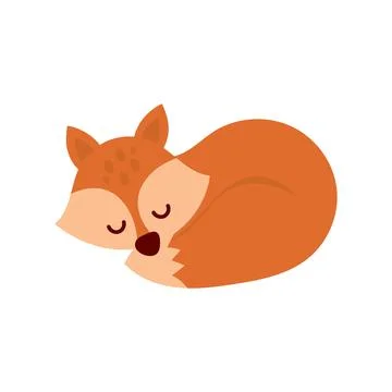 Sleeping fox animal vector illustration in cartoon style. Stock Illustration