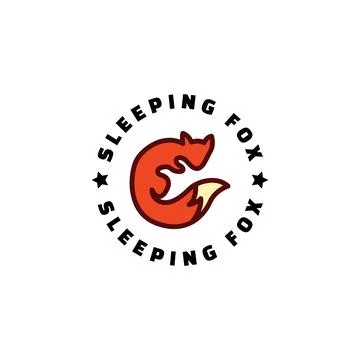 Sleeping fox tail stamp logo concept. Vector illustration Illustrazione stock