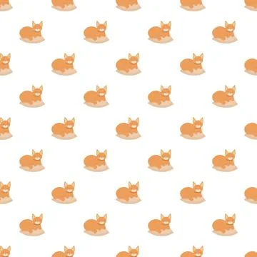 Sleeping ginger kitten seamless pattern design Stock Illustration