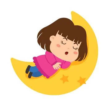 Sleeping girl on a crescent moon vector illustration Stock Illustration