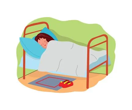 Sleeping girl in flat style Stock Illustration