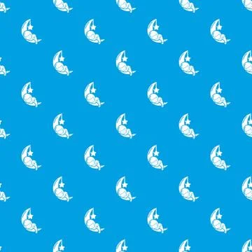 Sleeping girl pattern seamless blue 스톡 일러스트