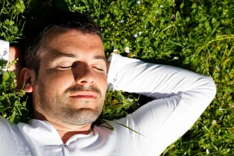 Sleeping in the grass Stock Photos