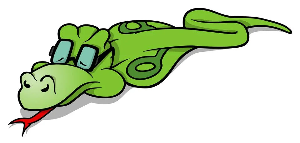 Sleeping Green Snake Stock Illustration