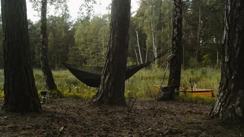 Sleeping In Hammock &amp; Camp 4K 動画素材 155128559