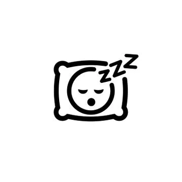 Sleeping icon. Pillow. Sleep. An image of a person having a dreamful slumber  Stock Illustration