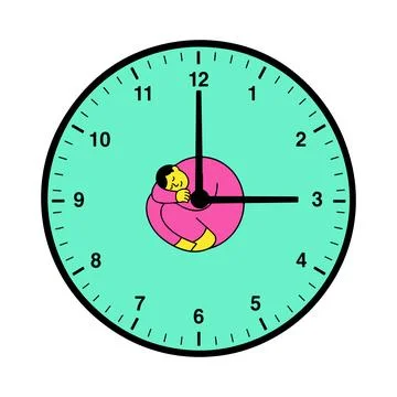 Sleeping Inside a Clock Stock Illustration