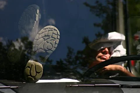 Sleeping lorry driver Stock Photos
