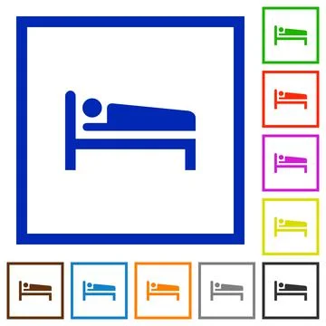 Sleeping man flat framed icons 스톡 일러스트