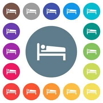 Sleeping man flat white icons on round color backgrounds Stock Illustration