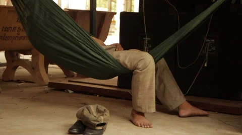 Sleeping Man Hammock Stock Footage 42686526