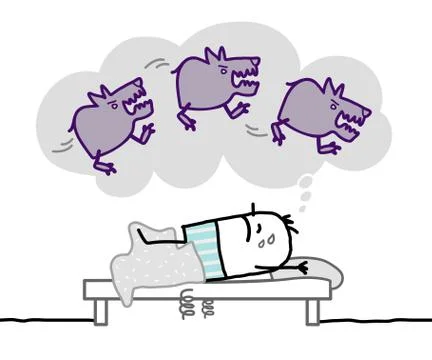 Sleeping man &amp; nighhtmare Stock Illustration