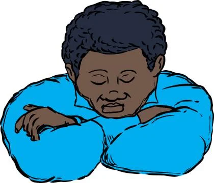 Sleeping man resting on arms Stock Illustration
