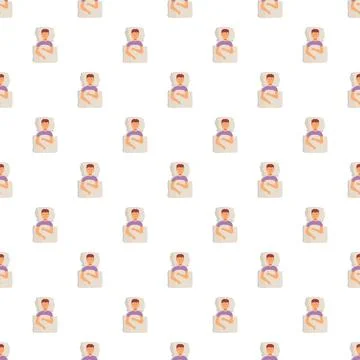 Sleeping man resting in bed repeat pattern Stock Illustration