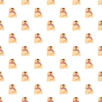 Sleeping man resting in bed repeating pattern 스톡 일러스트