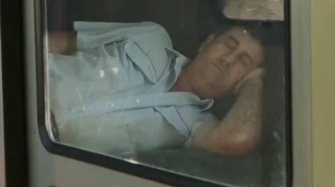 Sleeping man in the train Stock Footage 20466226