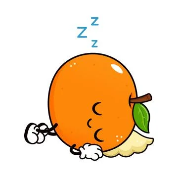 Sleeping Mandarin Orange Character Stock Illustration