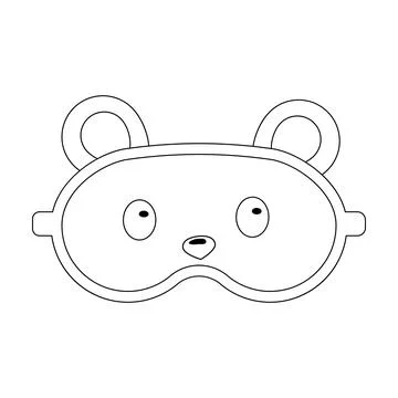 Sleeping mask with a bear face, black outline, isolated vector illustration Stock Illustration