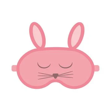 Sleeping mask with a cute rabbit face, isolated vector illustration Stock Illustration