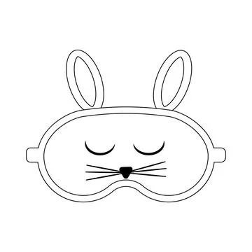 Sleeping mask with a hare face, black outline, isolated vector illustration Illustrazione stock