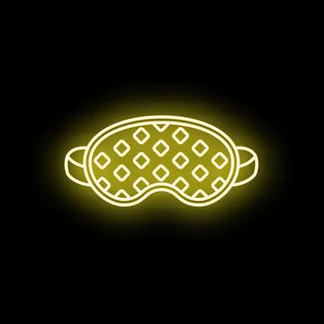 Sleeping mask linear icon glowing yellow neon light Stock Illustration