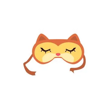 Sleeping mask with strings and cute fox mouth flat vector illustration isolated. Illustrazione stock