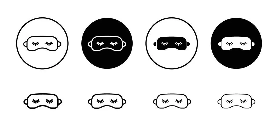 Sleeping mask vector icon set collection. Sleeping mask Outline flat Icon. 스톡 일러스트