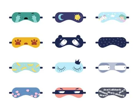 Sleeping masks with cute prints vector illustrations set Stock-Illustration