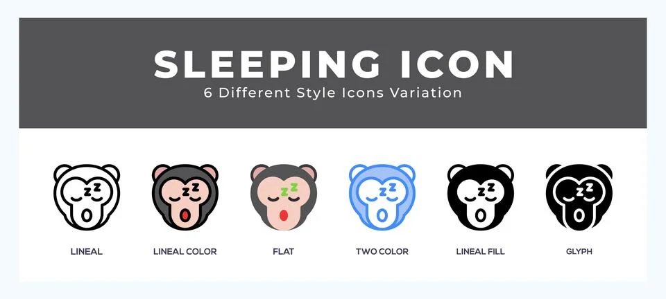 Sleeping monkey icon set. vector illustration. Stock Illustration