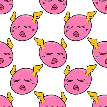 Sleeping monster head seamless pattern textile print. repeat pattern backgrou Illustrazione stock