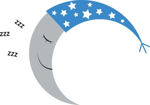 The Sleeping Moon with the Blue Cap Stock Illustration