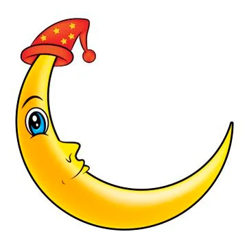 Sleeping moon with cat vector symbol icon design. Stock Illustration